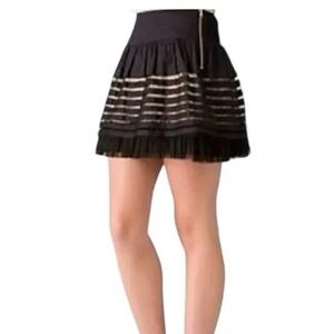 Free People Black Tulle Layered Striped Mini Skirt 10